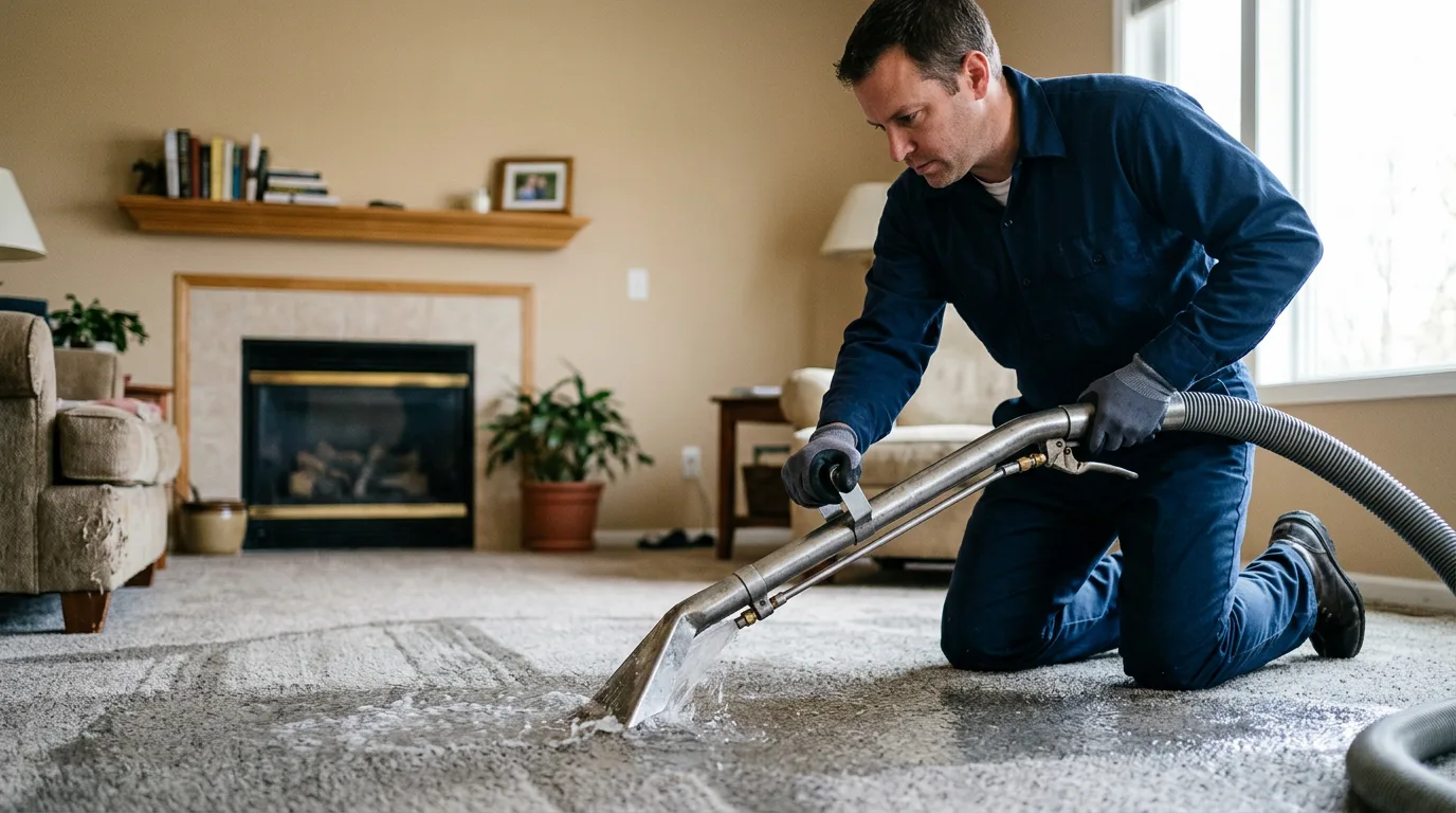 Water damage restoration technician working near Broadus, MT